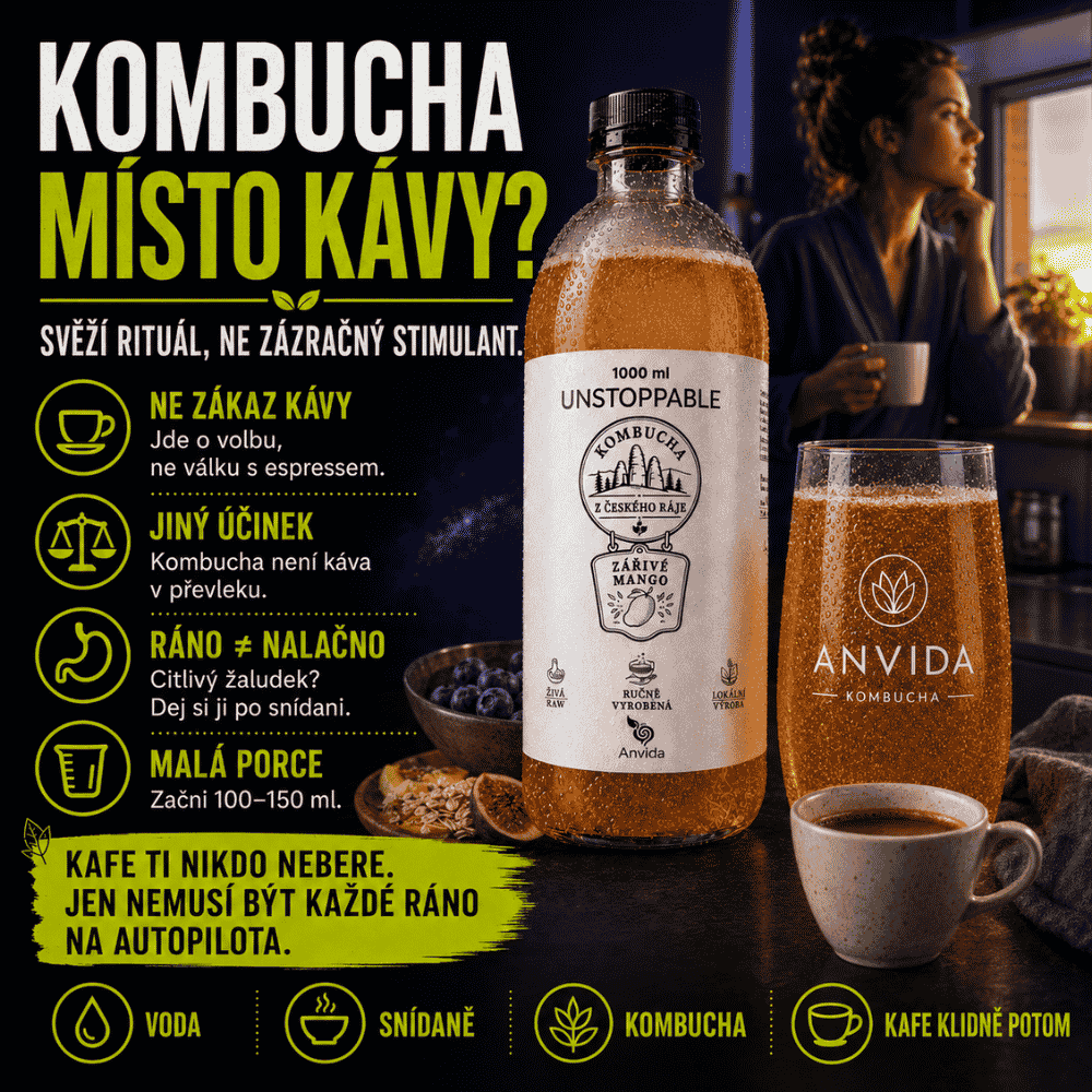 Kombucha místo kávy: kdy dává ráno smysl