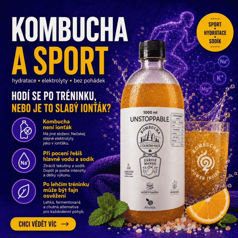 Kombucha a sport: hydratace, elektrolyty a realita