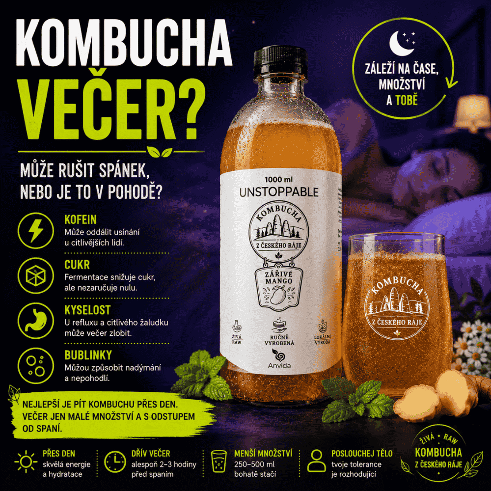 Kombucha večer: může rušit spánek?