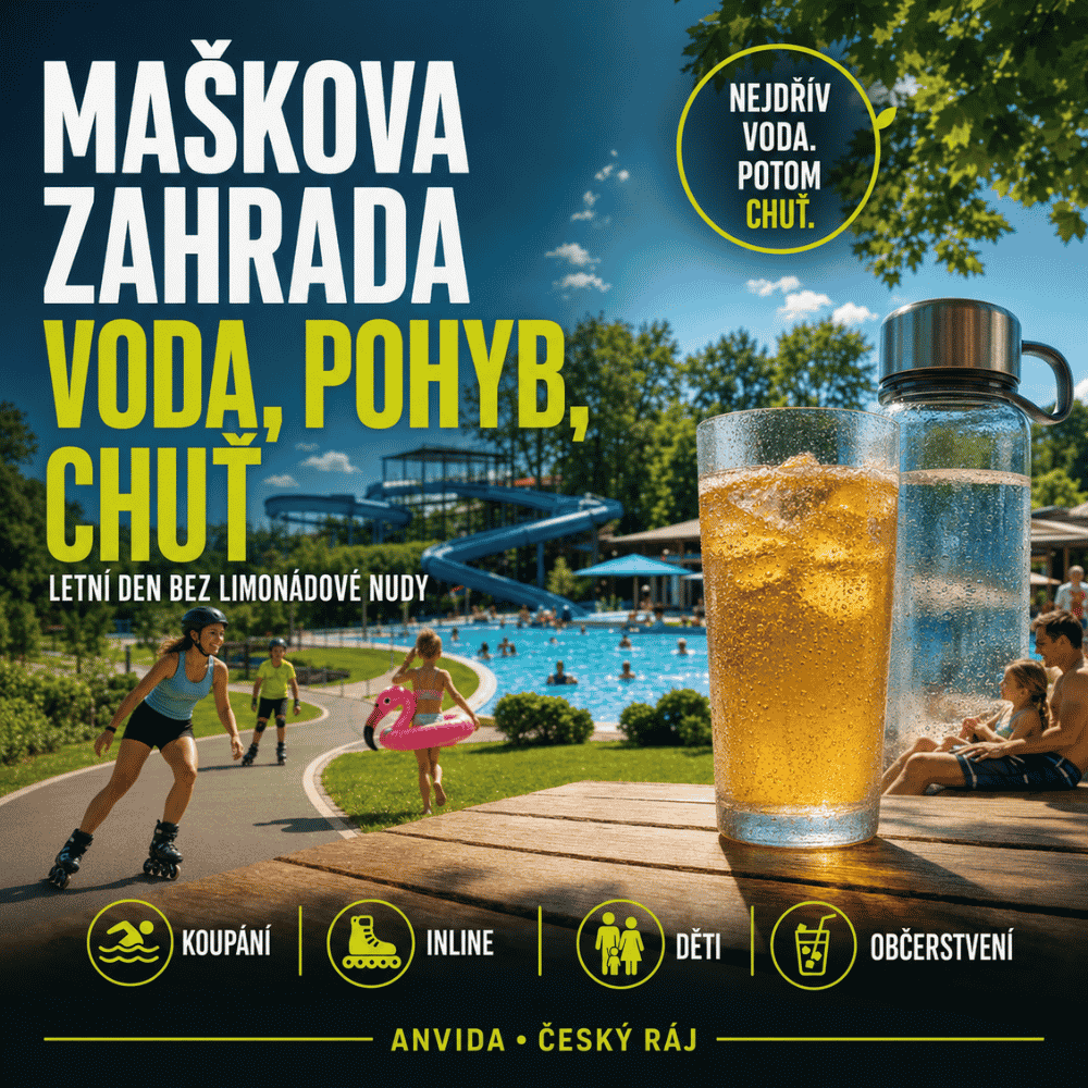 Maškova zahrada Turnov: koupání, pohyb a lepší pití