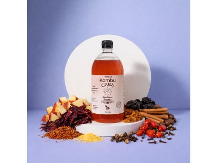 Kombucha s příchutí švestky a skořice