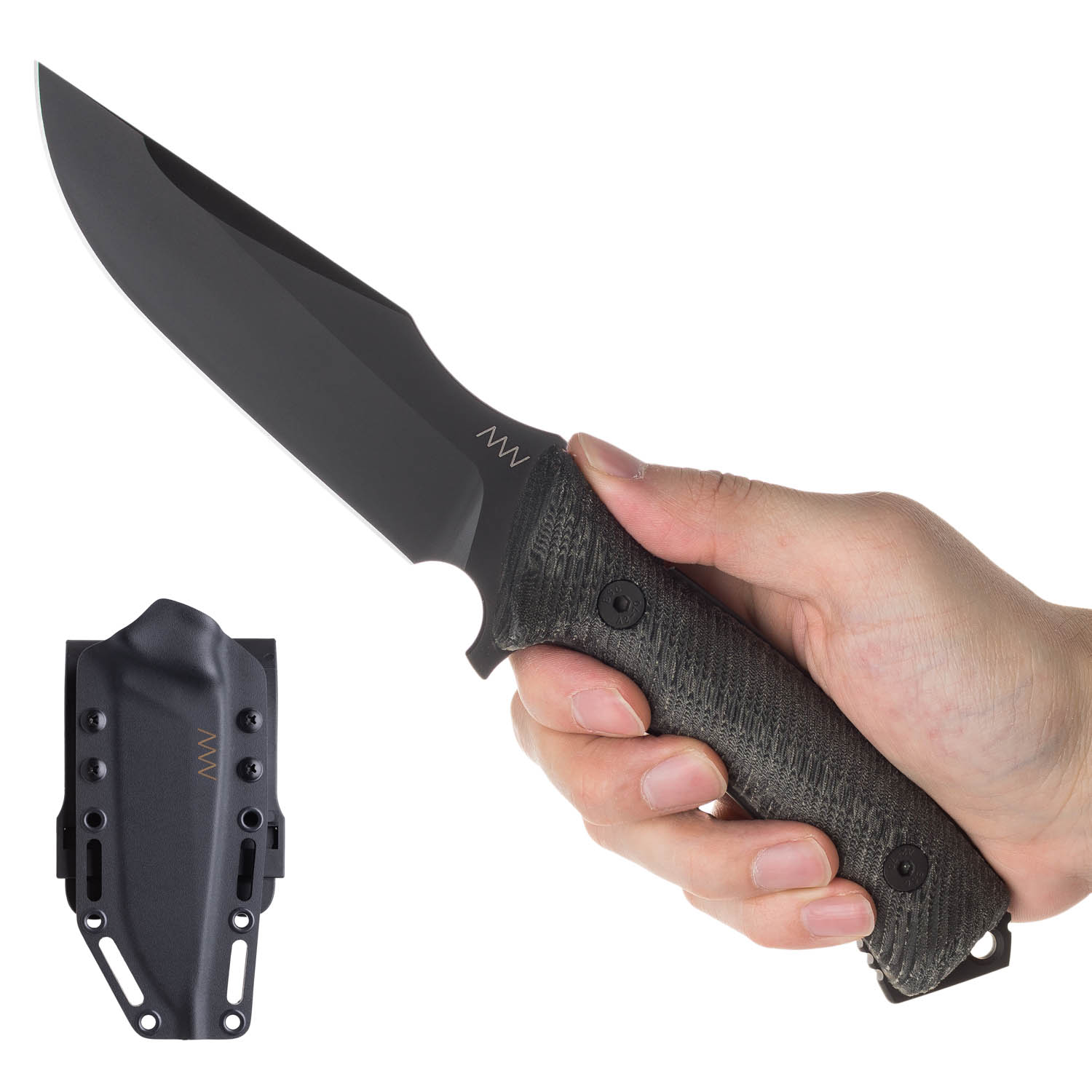 ACTA NON VERBA M311 Sheath: Kydex Black, Blade: Spelter - Elmax DLC Black, Handle: Micarta Black