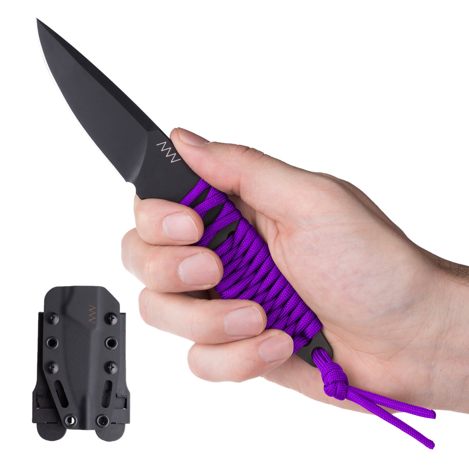 ACTA NON VERBA P100 Blade: Cerakote Black, Handle: Purple paracord