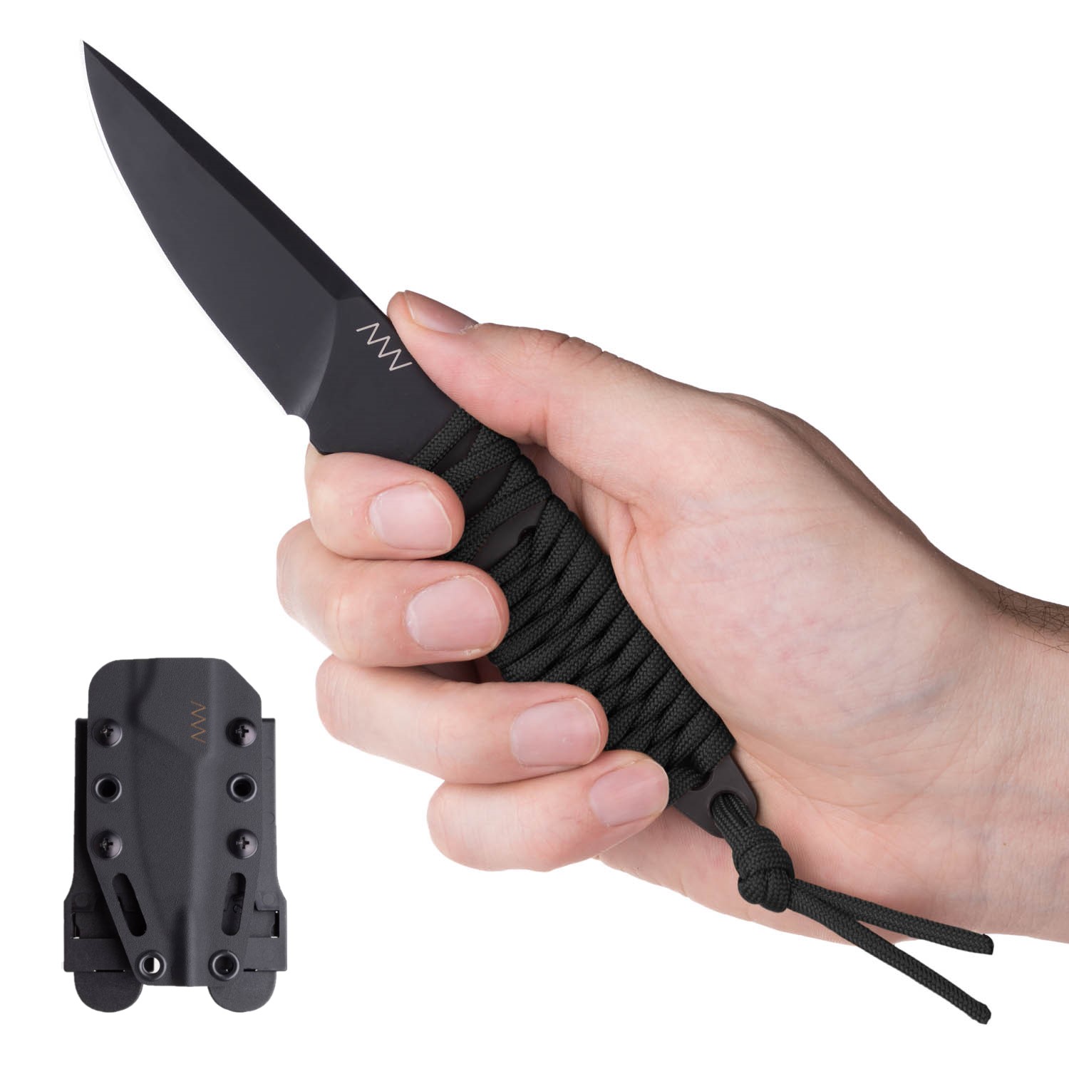 ACTA NON VERBA P100 Blade: Cerakote Black, Handle: Black paracord