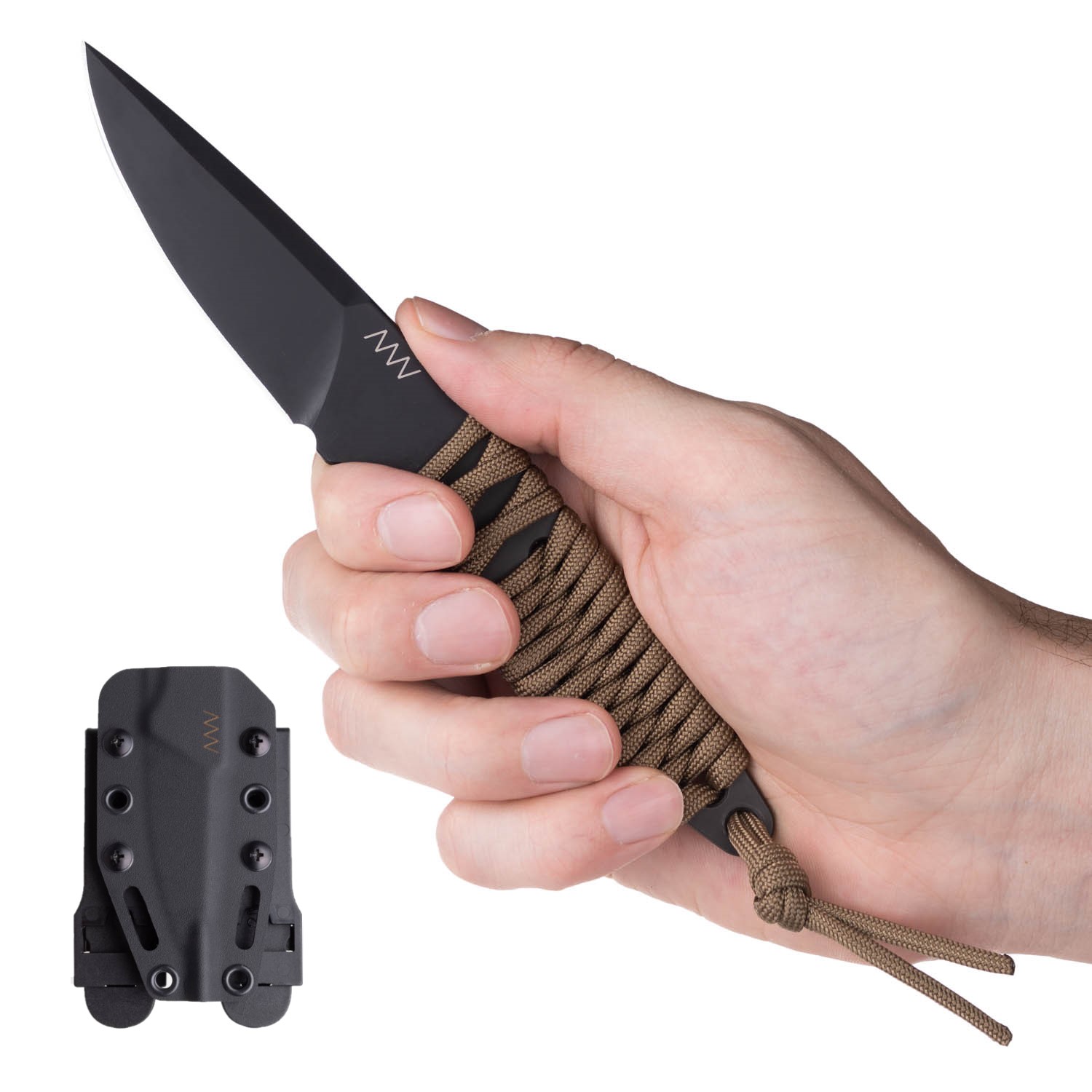 ACTA NON VERBA P100 Blade: Cerakote Black, Handle: Coyote paracord