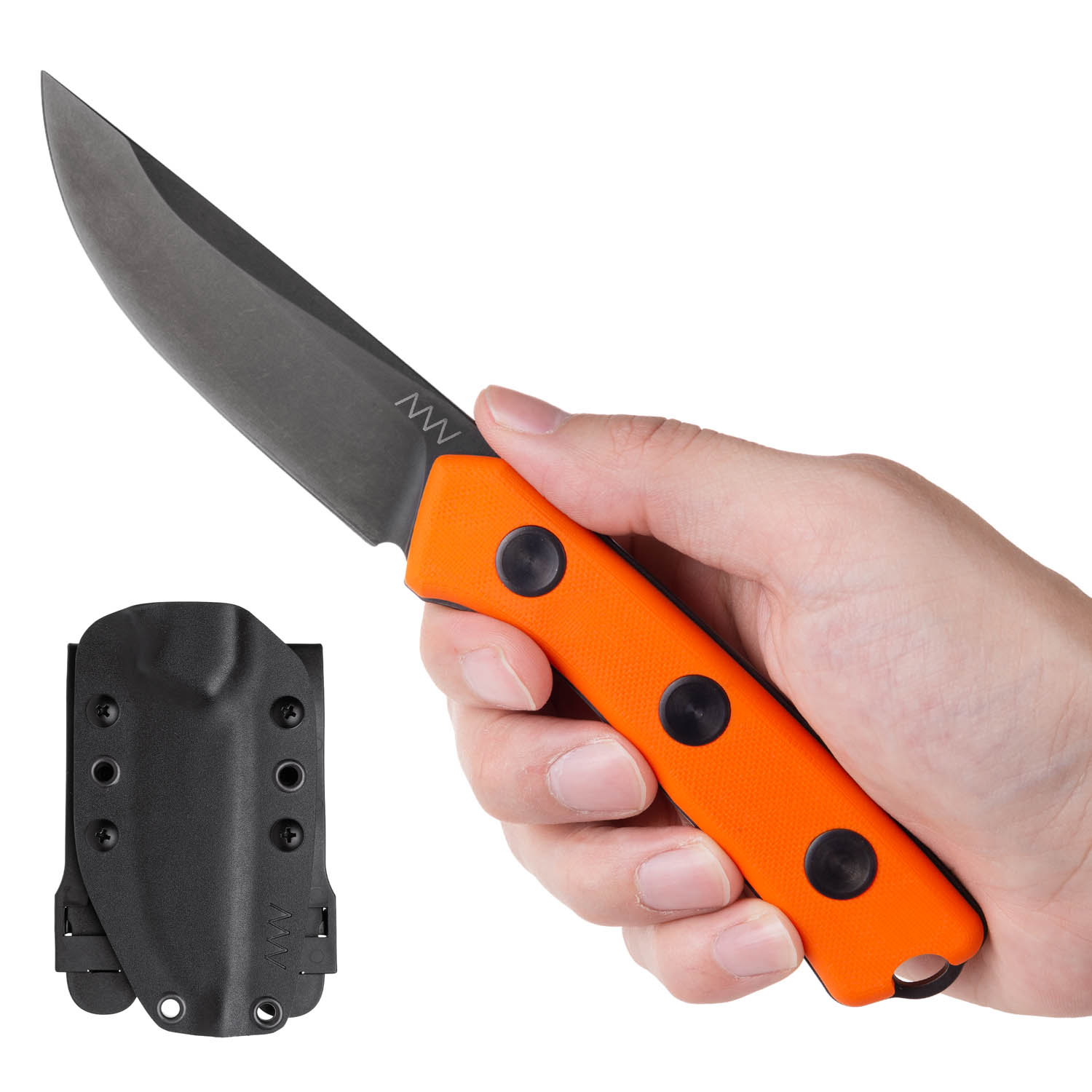 ACTA NON VERBA P200 N690 Sheath: Kydex, Blade: Cerakote Black, Handle: Orange