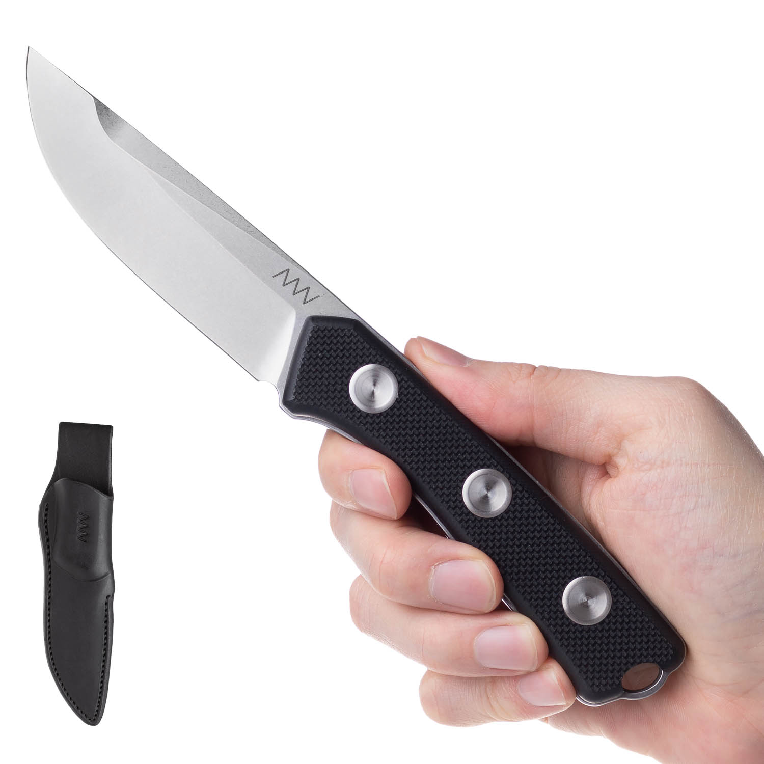 P200 Old version Sheath: Leather, Blade: Stonewash, Handle: Black Coarse