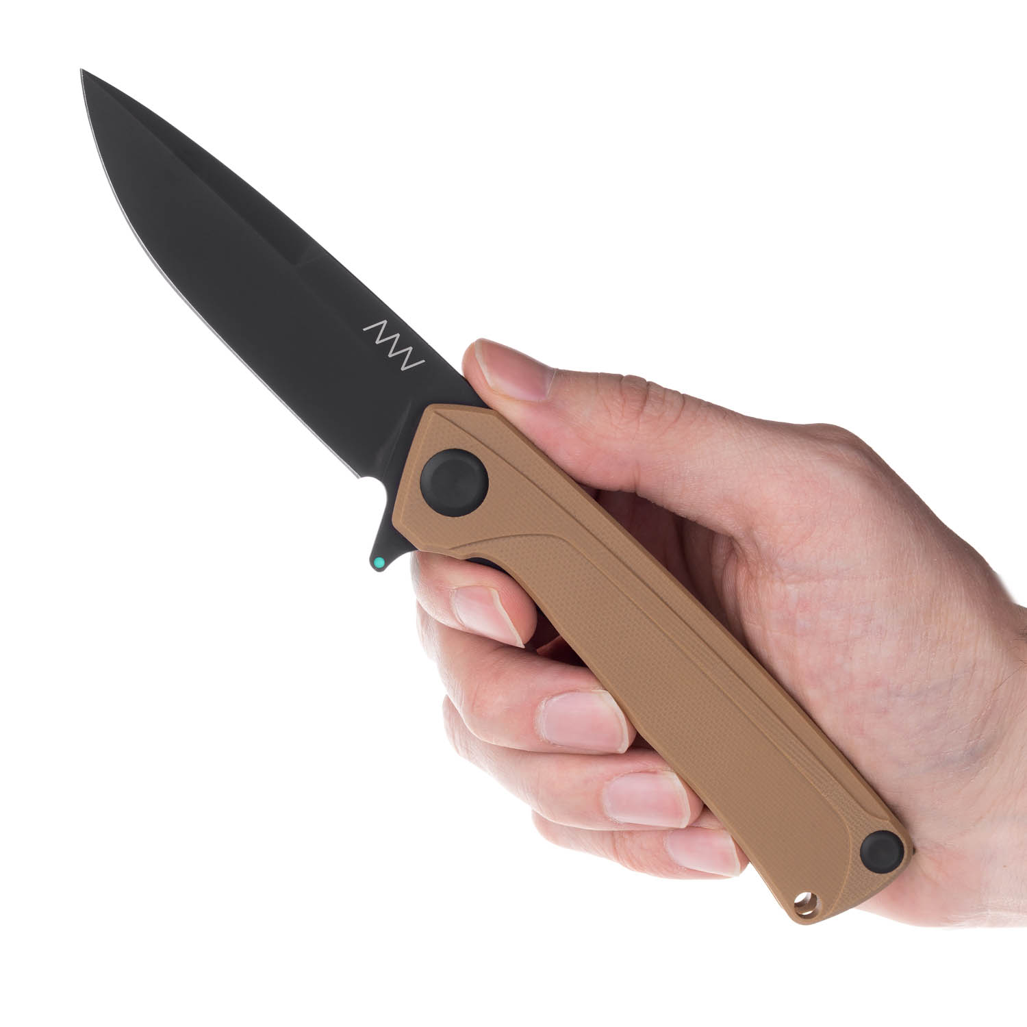 ACTA NON VERBA Z100 BB Blade: DLC Black / Plain edge, Handle and Lock: G10 Coyote / Liner Lock