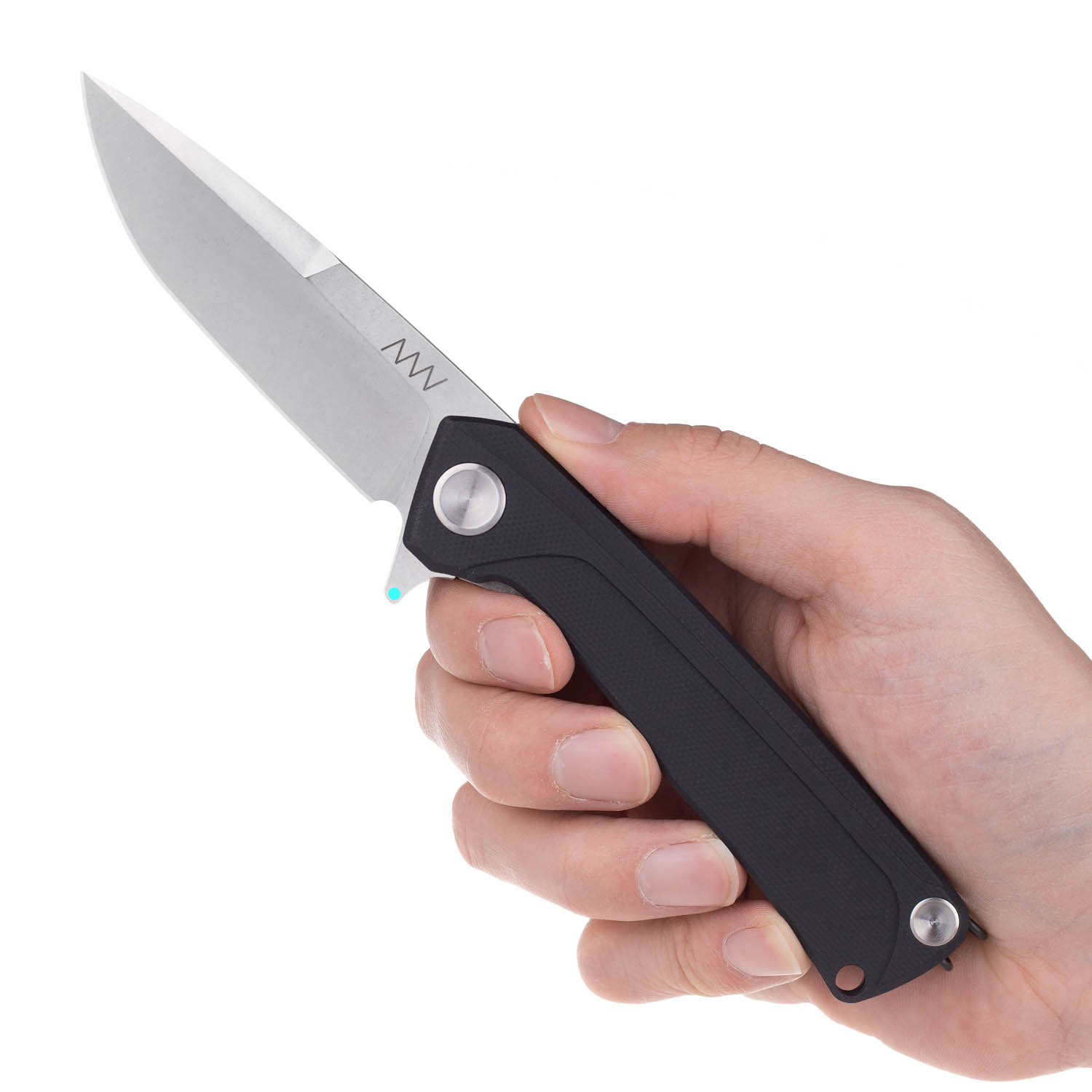 ACTA NON VERBA Z100 BB Blade: Stonewash / Plain edge, Handle and Lock: G10 Black / Liner Lock