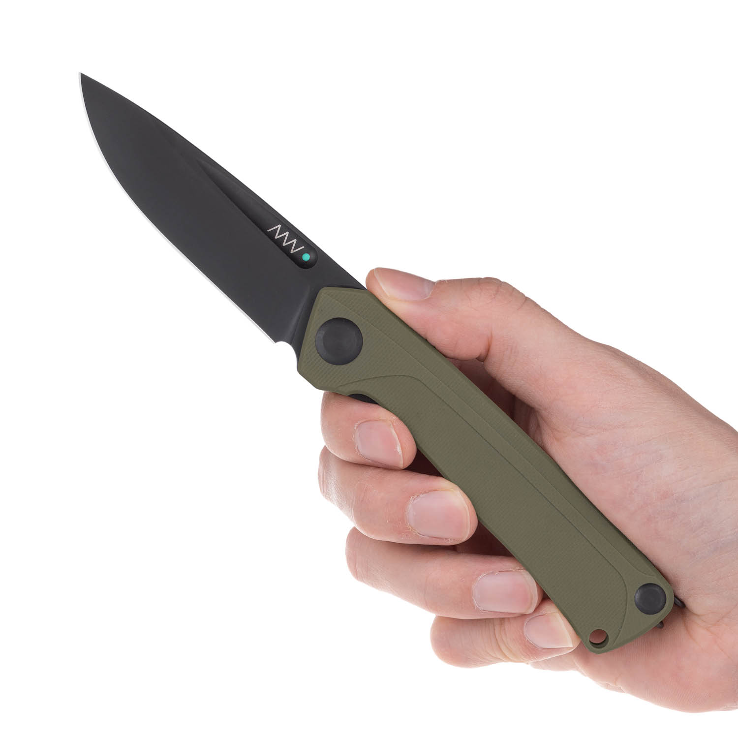 ACTA NON VERBA Z200 BB Blade: DLC Black / Plain edge, Handle and Lock: G10 Olive / Liner Lock