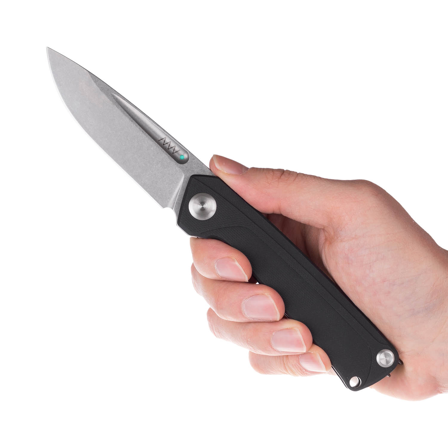 ACTA NON VERBA Z200 BB Blade: Stonewash / Plain edge, Handle and Lock: G10 Black / Liner Lock