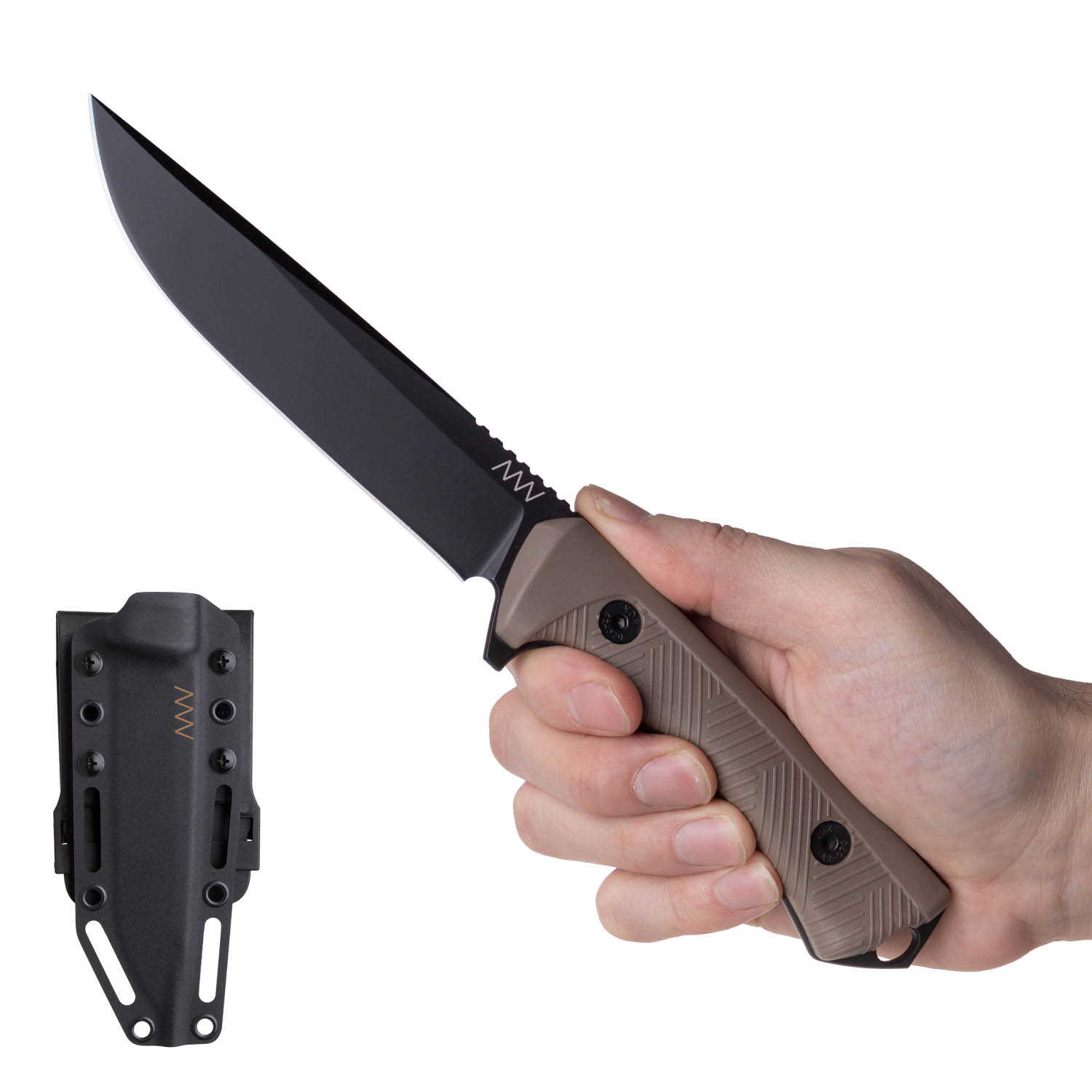 P300 Sheath: Kydex Black, Blade: Cerakote Black, Handle: GRNPU Coyote