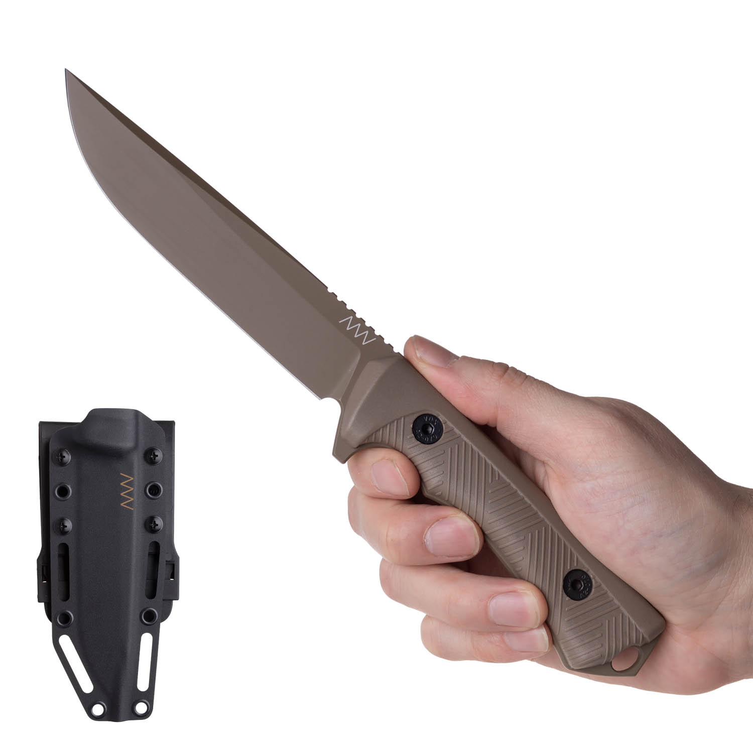 P300 Sheath: Kydex Black, Blade: Cerakote Coyote, Handle: GRNPU Coyote