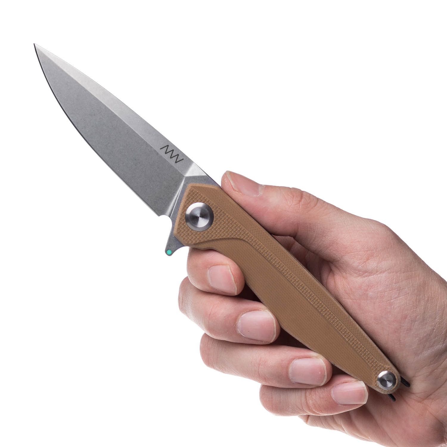 ACTA NON VERBA Z300 BB Blade: Stonewash / Plain edge, Handle and Lock: G10 Coyote / Liner Lock