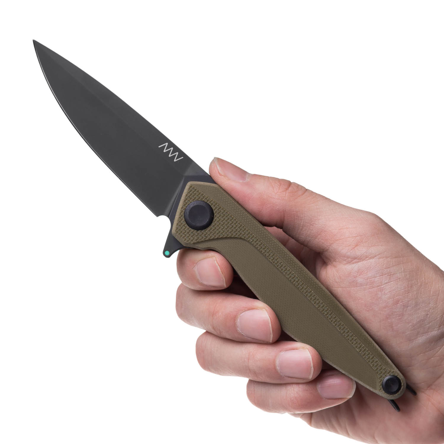 ACTA NON VERBA Z300 BB Blade: DLC / Plain edge, Handle and Lock: G10 Olive / Liner Lock