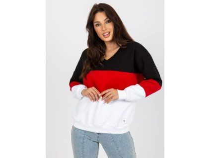 Weißes und rotes Mikina Basic s V-Ausschnitt