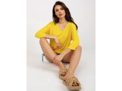 Žlutá viskózová halenka basic oversized