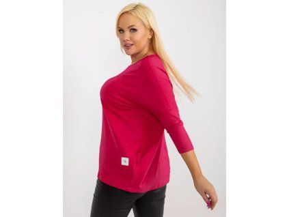 Fuchsiová halenka plus size basic s kulatým výstřihem