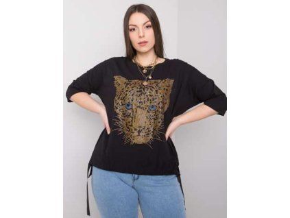 Černá halenka plus size s aplikací Darren