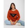 Cihlová bavlněná halenka plus size s aplikací