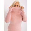 Světle růžový kardigan plus size s žebrováním