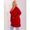 Červený svetr plus size s kapsami