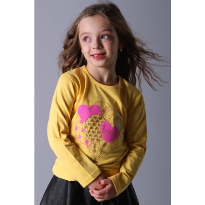 Dívčí tričko dlouhý rukáv BALÓNKY žlutá