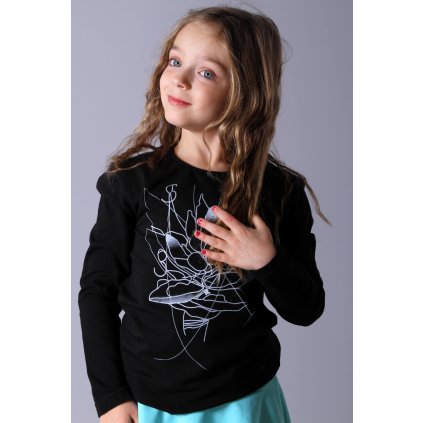 Dívčí tričko dlouhý rukáv BLOOM černá