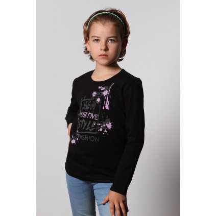 Dívčí tričko dlouhý rukáv FASHION černá