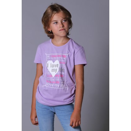 Dívčí tričko krátký rukáv LOVE fialková