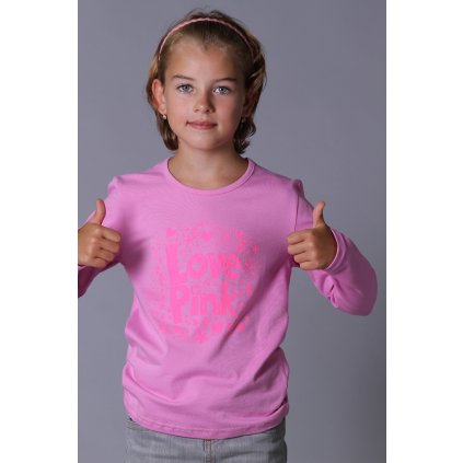 Dívčí tričko dlouhý rukáv LOVE pink fialková