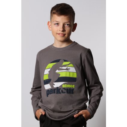 Chlapecké tričko PARKOUR street dlouhý rukáv šedá