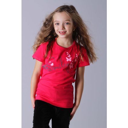Dívčí tričko krátký rukáv SMILEY malinová
