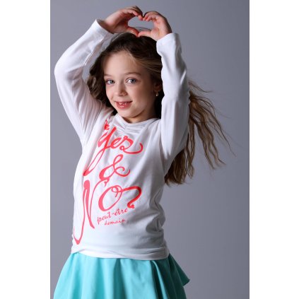 Dívčí tričko dlouhý rukáv YES bílá