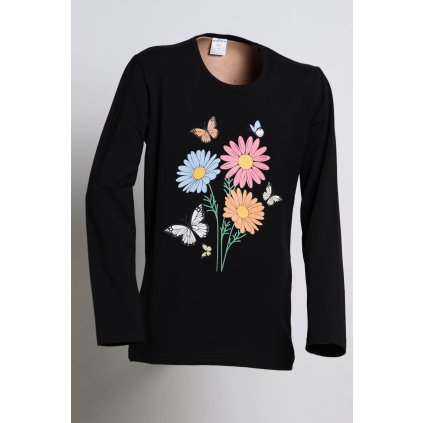 kopretiny s motýlky černá