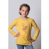 Dívčí tričko tunika dlouhý rukáv ORNAMENT s motýlkem žlutá