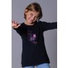 Dívčí tričko tunika dlouhý rukáv ORNAMENT s motýlkem tmavě modrá