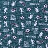 Látka na dětské a kojenecké oblečení tisk FOTBAL na tm. zelené