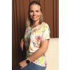 Dámská halenka z viskózy oversize krémová s barevnými květy