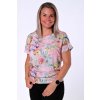 Dámská halenka z viskózy oversize růžová s barevnými květy