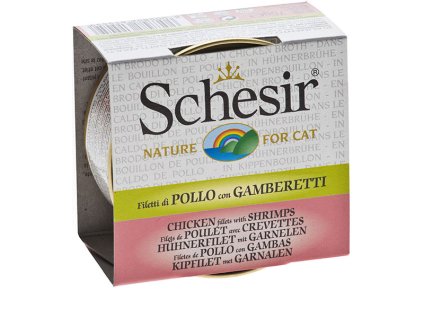 Schesir Cat - Kuracie s krevetami vo vývare 70g