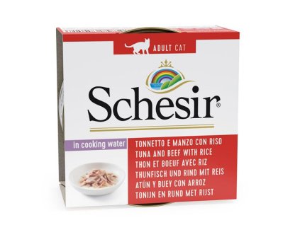 Schesir Cat - Tuniak a hovädzie s ryžou vo vlastnej šťave 85g