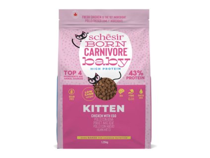 Schesir Cat Born Carnivore Mačiatko - Čerstvé kuracie s vajcom 1,25kg