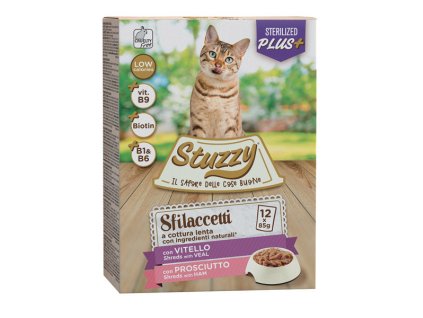 Stuzzy Cat Shreds Multipack Sterilized trhané teľacie a bravčové mäso 12x85g