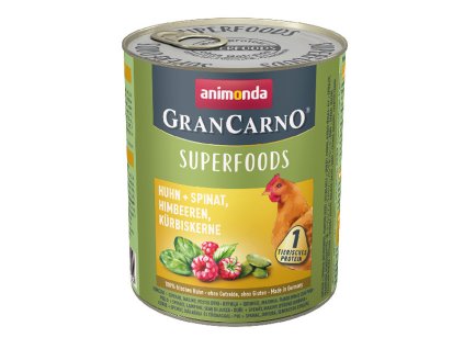 Animonda GranCarno Superfoods Kuracie + špenát, maliny a tekvicové jadierka 800g