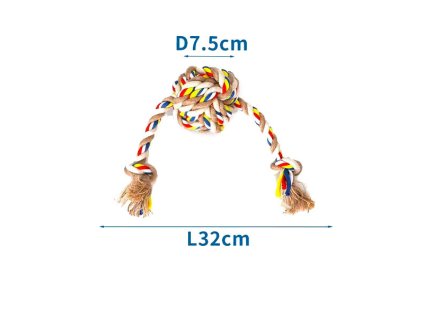Bavlnené lano s loptou a 2 uzlami Nobleza - 32cm (béžové)