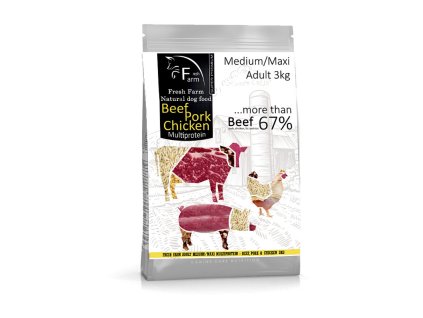 Fresh Farm Adult Medium&Maxi Multiprotein - Beef, Pork & Chicken 3kg