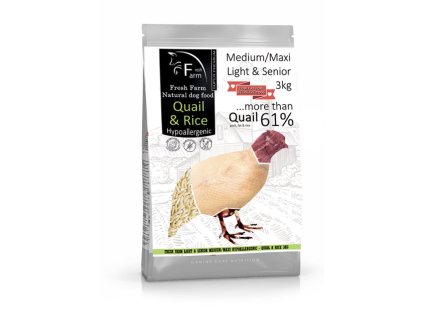 Fresh Farm Light&Senior Medium&Maxi - Quail & Rice 3kg