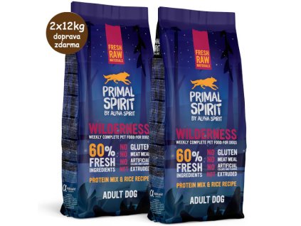 Primal Spirit Dog 60% Wilderness 2x12kg