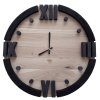 ANYWOOD dubove nastenne hodiny kruh cerny lem